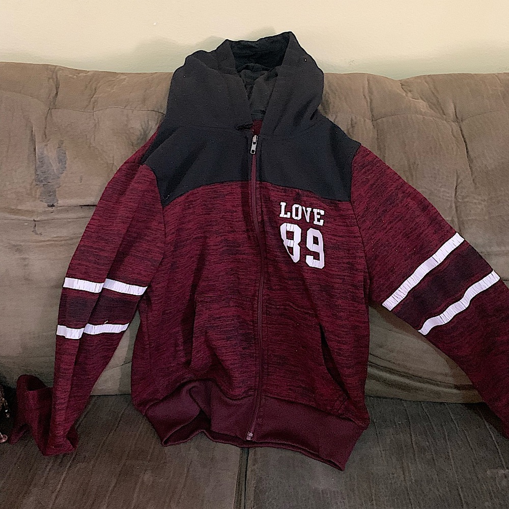 Burgundy Love 89 Zip Up Hoodie